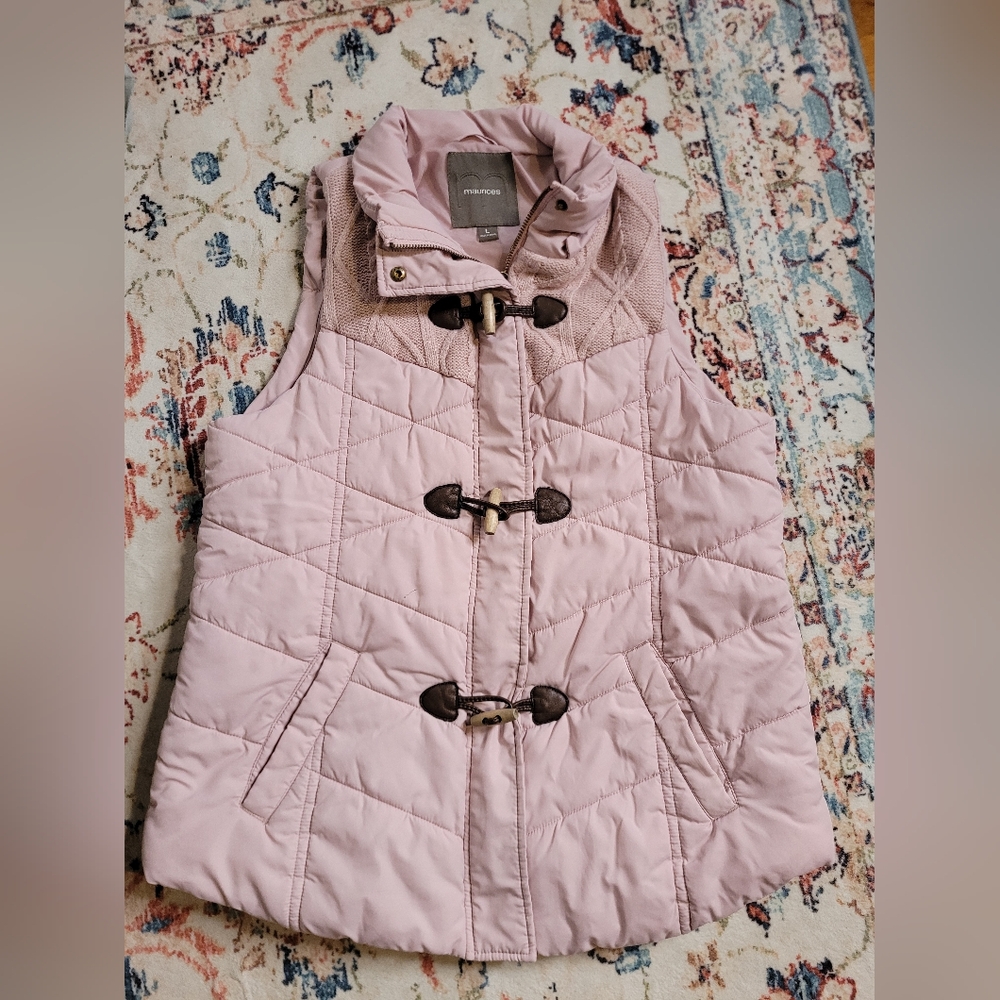 Maurices Large Pink Quilted Vest with Toggle Closures